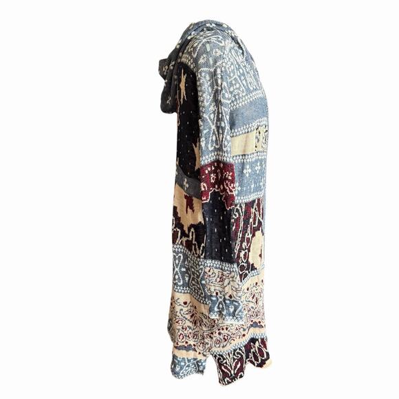 Free People Americana Bandana Hooded Long Duster Cardigan M Women's Sweater - Picture 5 of 11